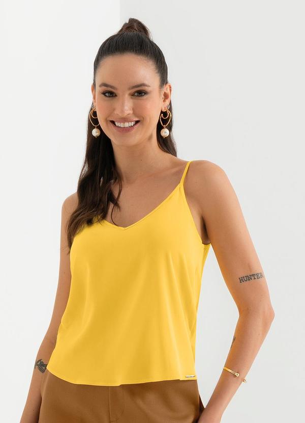 Cativa - Blusa de Alças com Decote em V Amarelo
