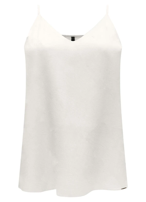Lunender - Blusa de Alças com Decote em V em Viscose Branco
