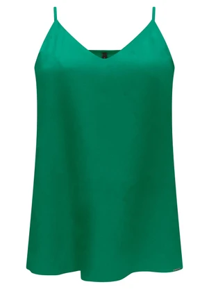 Lunender - Blusa de Alças com Decote em V em Viscose Verde - LUNENDER