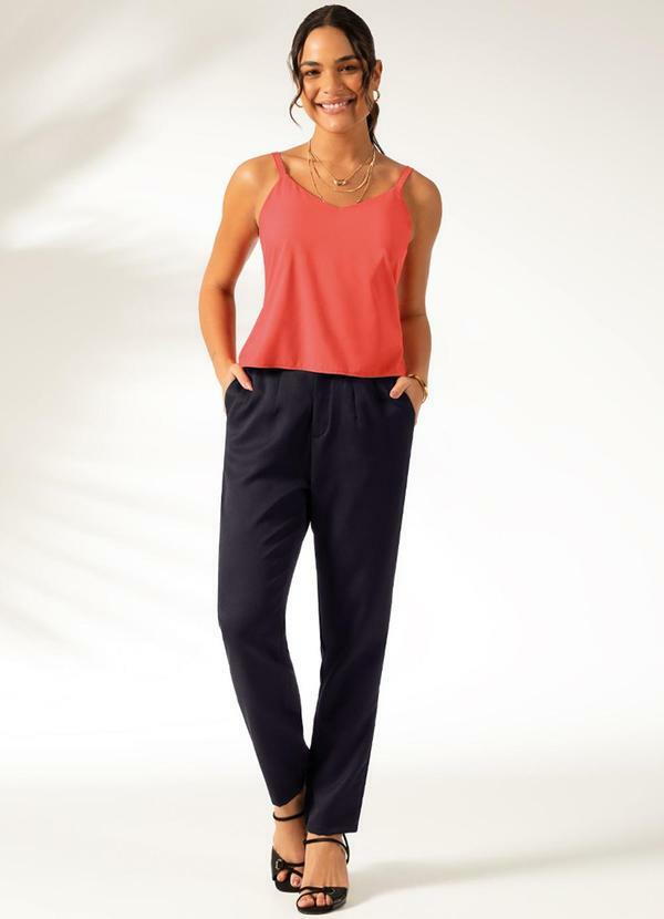 Cativa - Blusa de Alças com Decote em V Laranja 2