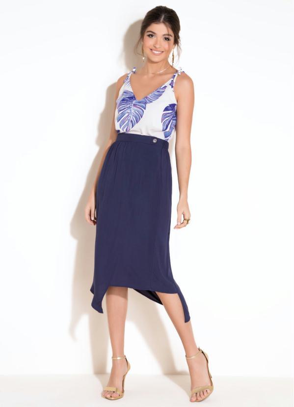 Quintess - Blusa de Alças e Decote V Folhagem Roxa 3