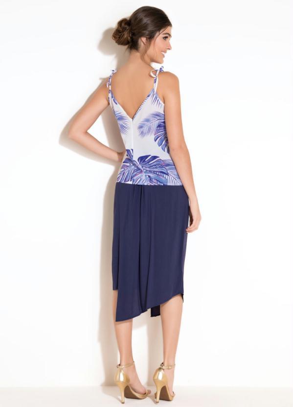 Quintess - Blusa de Alças e Decote V Folhagem Roxa 4