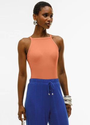 Cativa - Blusa de Alças em Cotton com Bojo Laranja - CATIVA