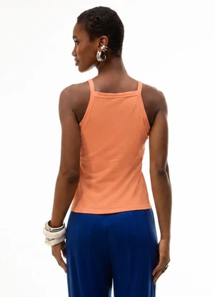 Cativa - Blusa de Alças em Cotton com Bojo Laranja - CATIVA