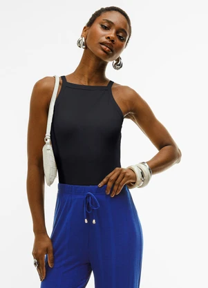 Cativa - Blusa de Alças em Cotton com Bojo Preto - CATIVA
