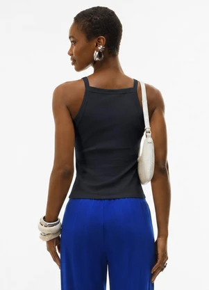 Cativa - Blusa de Alças em Cotton com Bojo Preto - CATIVA
