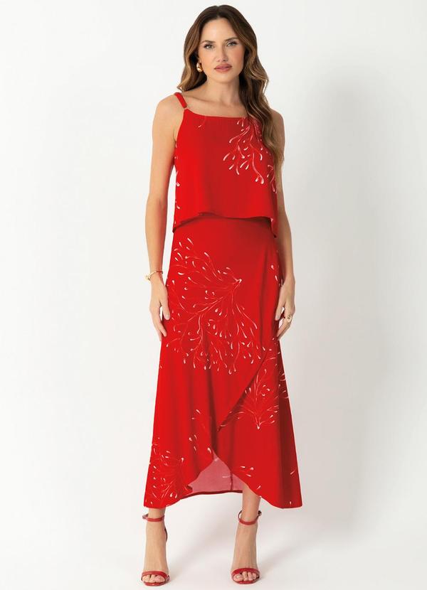 Gris - Blusa de Alças Estampado Rotativo Vermelho 2