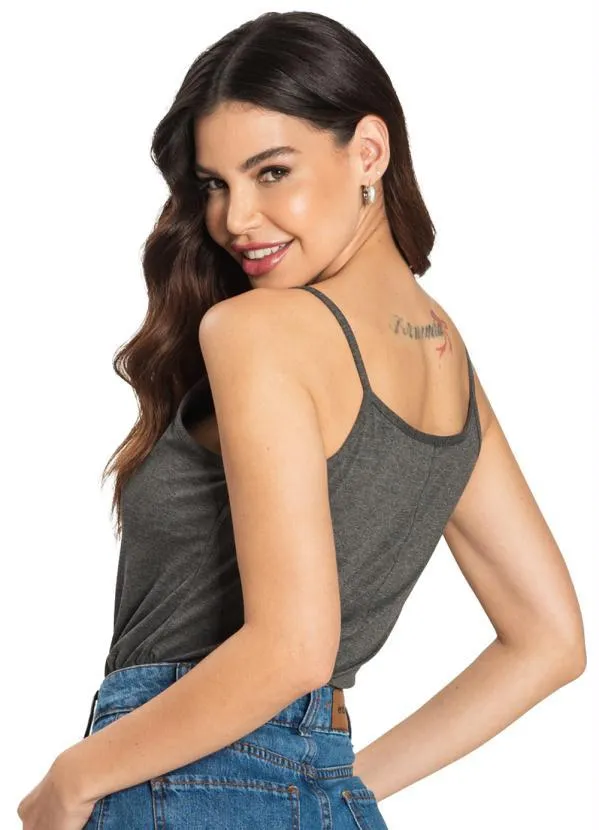 Rovitex - Blusa de Alças Feminina Básica Cinza 5