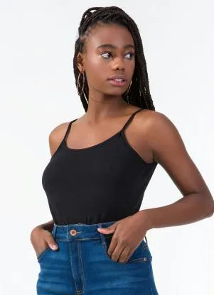 Rovitex - Blusa de Alças Feminina Básica Preto - ROVITEX