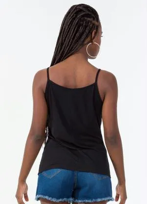Rovitex - Blusa de Alças Feminina Básica Preto - ROVITEX