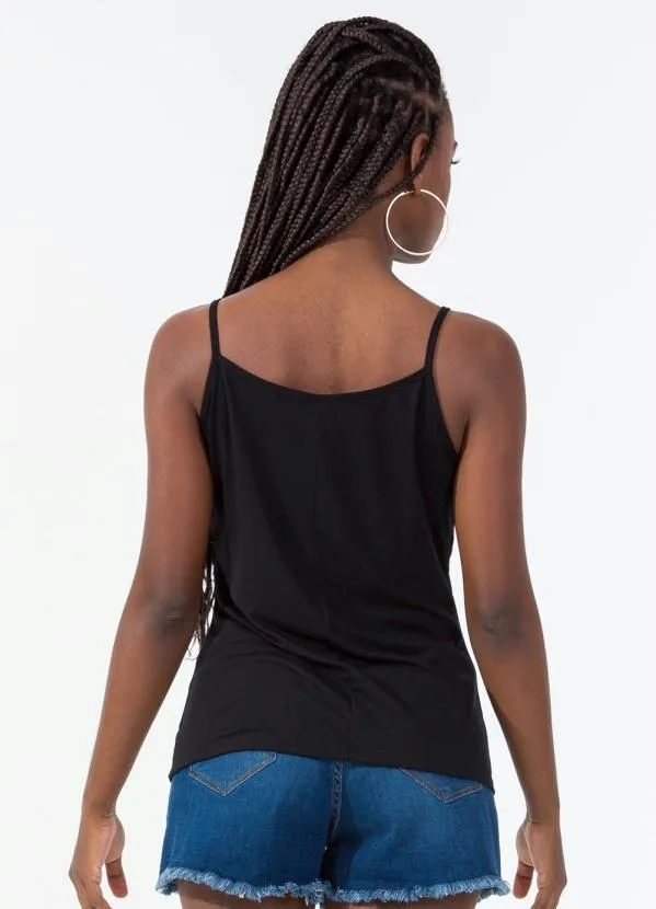 Rovitex - Blusa de Alças Feminina Básica Preto 2