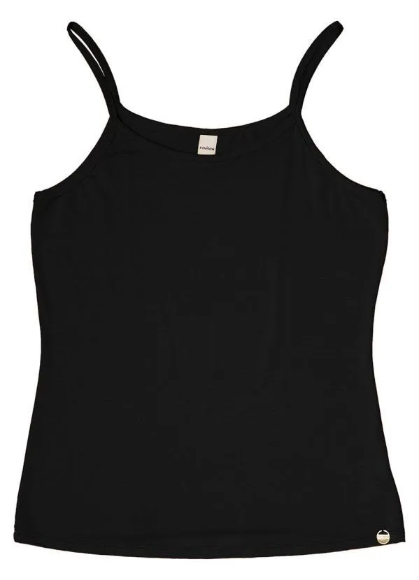 Rovitex - Blusa de Alças Feminina Básica Preto 3