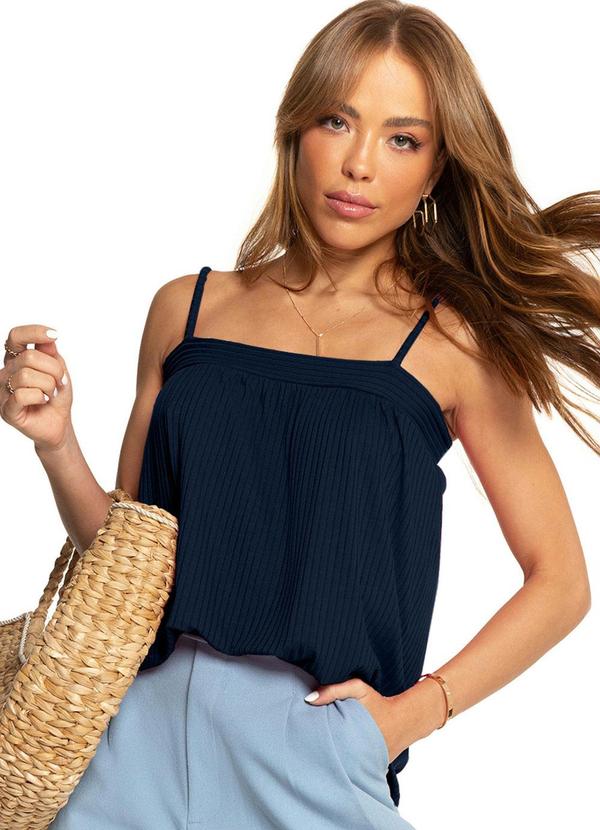 Endless - Blusa de Alças Feminina Reta Azul