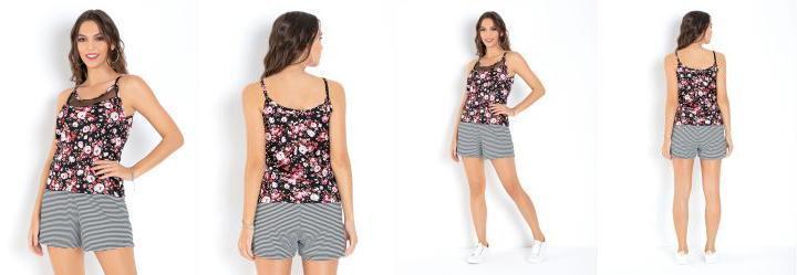 Blusa de Alas Floral com Recorte em Tule