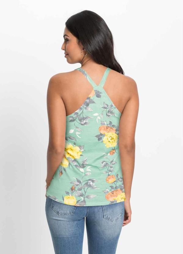 Outlet - Blusa de Alças Floral Verde 4
