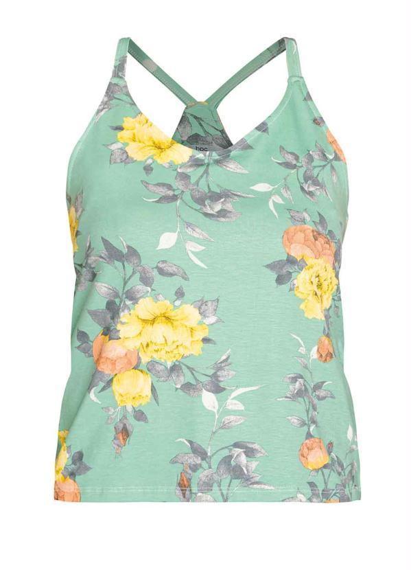 Outlet - Blusa de Alças Floral Verde 2