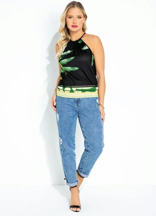 Rovitex - Blusa de Alças Folhas Verde Rovitex 5