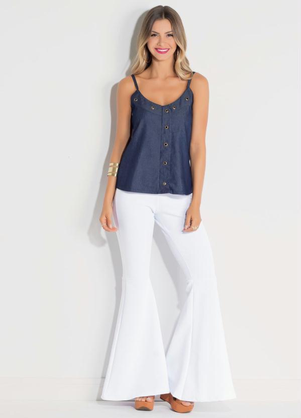 Quintess - Blusa de Alças Jeans com Detalhes de Ilhós 3