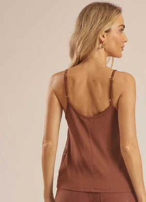Doce Trama - Blusa de Alças Reguláveis Estampada Marrom - DOCE TRAMA
