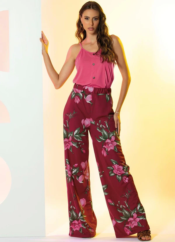 Moda Pop - Blusa de Alças Rosa com Botões 3