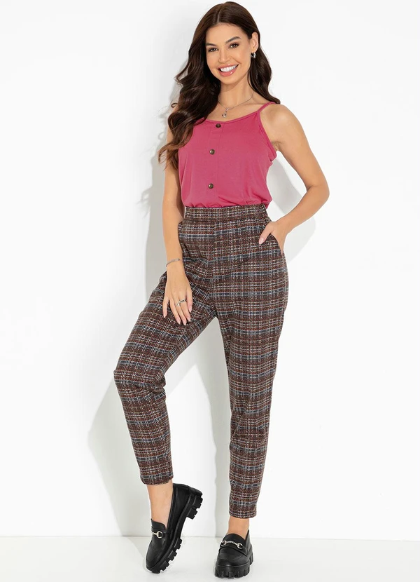 Moda Pop - Blusa de Alças Rosa com Botões 6