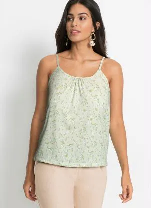Queima Estoque - Blusa de Alcinha Floral Verde - QUEIMA ESTOQUE
