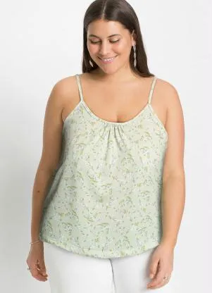 Queima Estoque - Blusa de Alcinha Floral Verde - QUEIMA ESTOQUE