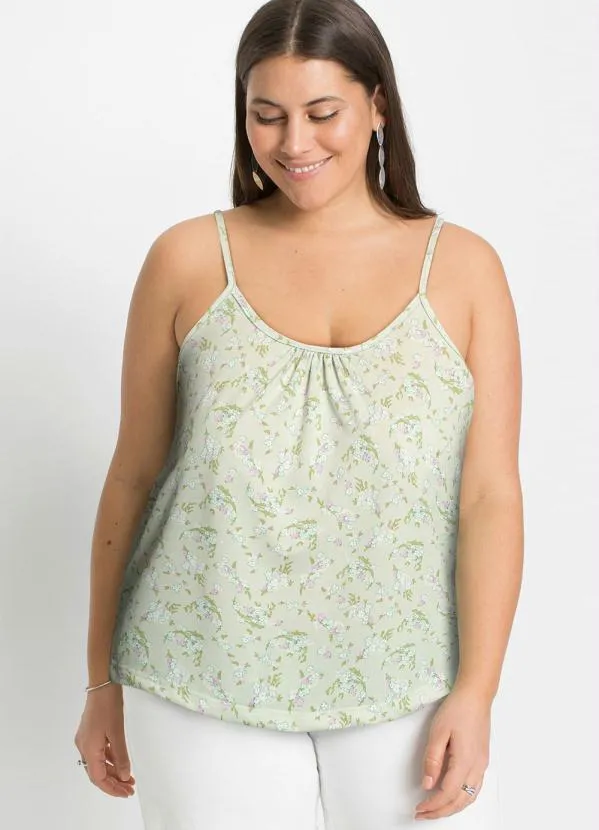 Queima Estoque - Blusa de Alcinha Floral Verde 4