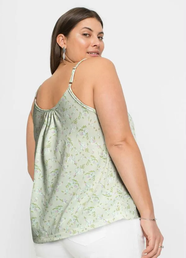 Queima Estoque - Blusa de Alcinha Floral Verde 3