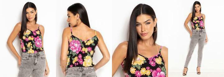 Blusa de Alcinha Folhagem Rosa