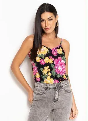 bonprix - Blusa de Alcinha Folhagem Rosa - BONPRIX