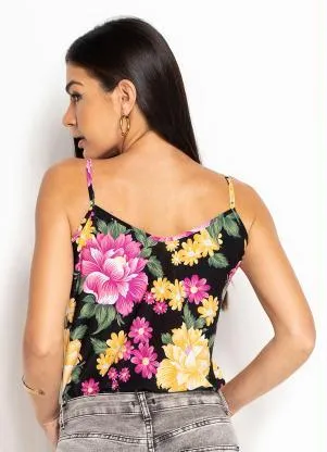 bonprix - Blusa de Alcinha Folhagem Rosa - BONPRIX