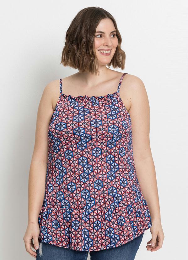 Queima Estoque - Blusa de Alcinha Geométrico Vermelho 4