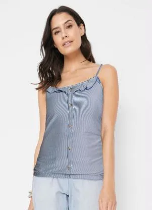 Queima Estoque - Blusa de Alcinha Listrado Azul - QUEIMA ESTOQUE