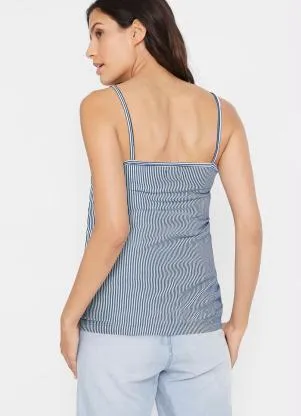 Queima Estoque - Blusa de Alcinha Listrado Azul - QUEIMA ESTOQUE