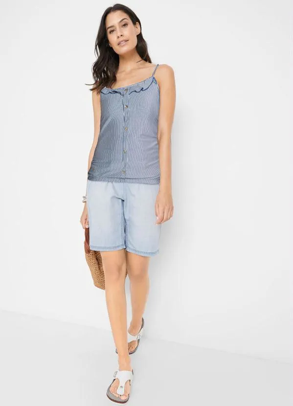 Queima Estoque - Blusa de Alcinha Listrado Azul 3