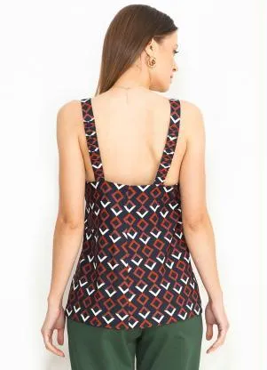 Maria Filó - Blusa de Linho Estampa Grade Preto - MARIA FILÓ