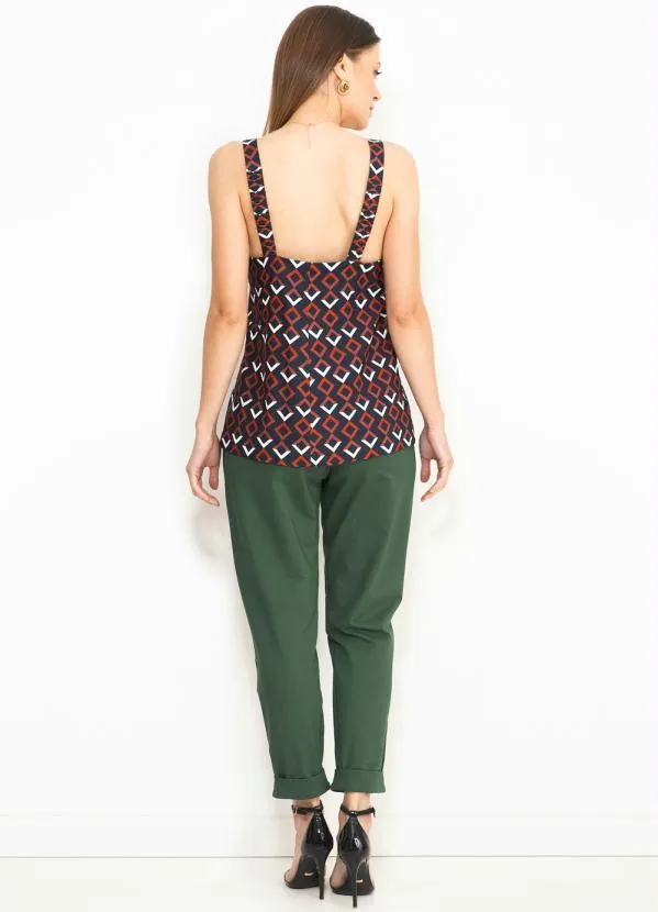 Maria Filó - Blusa de Linho Estampa Grade Preto 4