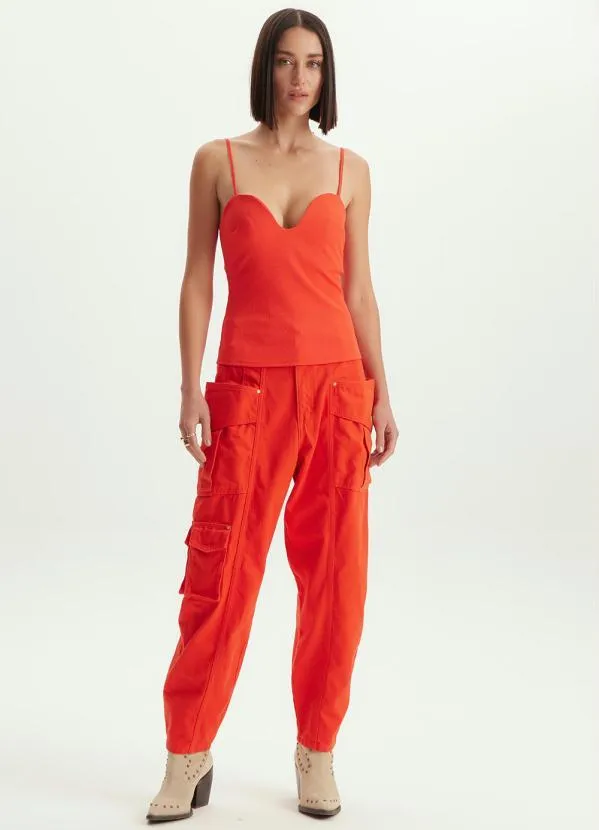 Lança Perfume - Blusa de Malha Canelada Alças Finas Vermelha 3