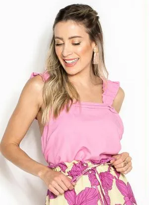 Maria Filó - Blusa de Viscose Alças Largas Jabour Rosa - MARIA FILÓ