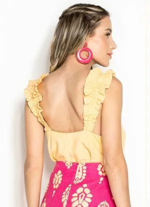 Maria Filó - Blusa de Viscose de Alça Jabour Amarela - MARIA FILÓ