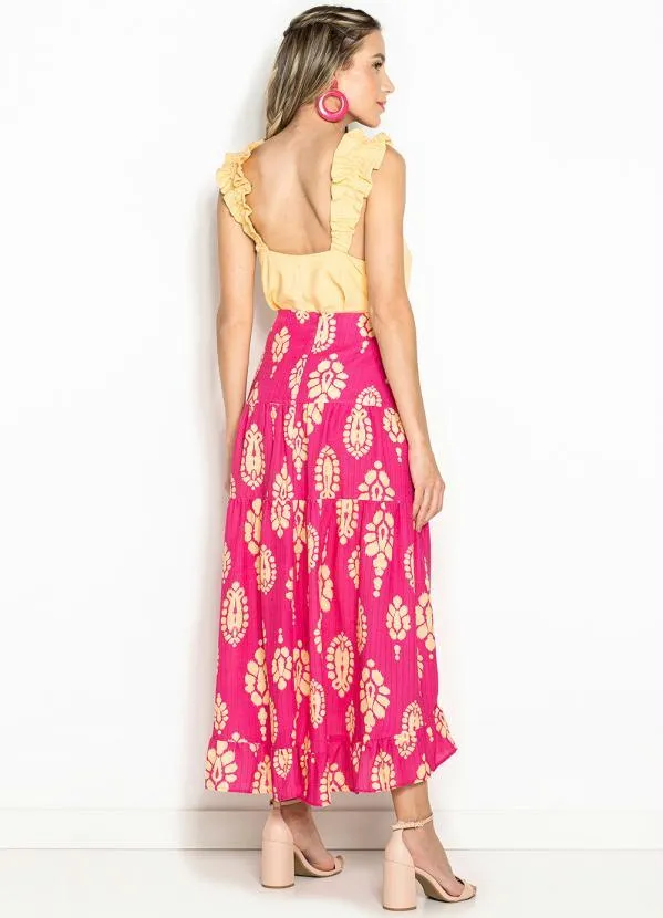 Maria Filó - Blusa de Viscose de Alça Jabour Amarela 4