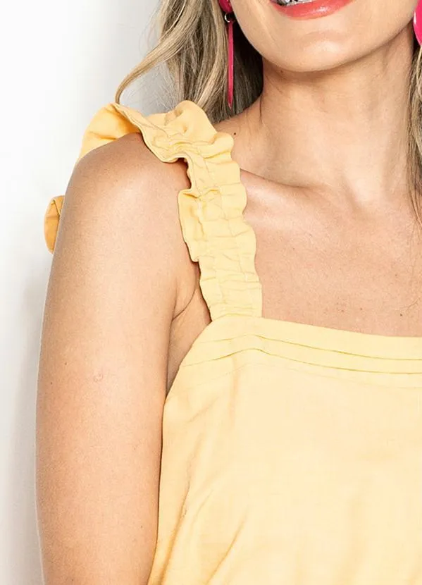 Maria Filó - Blusa de Viscose de Alça Jabour Amarela 6