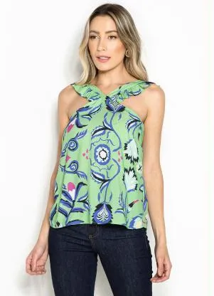 Maria Filó - Blusa de Viscose Estampada Guadalupe Fresh Verde - MARIA FILÓ