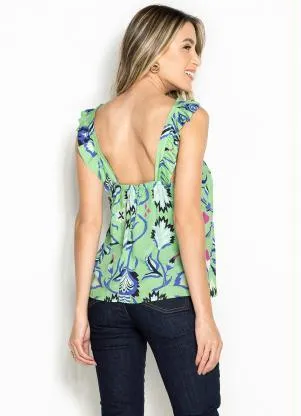 Maria Filó - Blusa de Viscose Estampada Guadalupe Fresh Verde - MARIA FILÓ