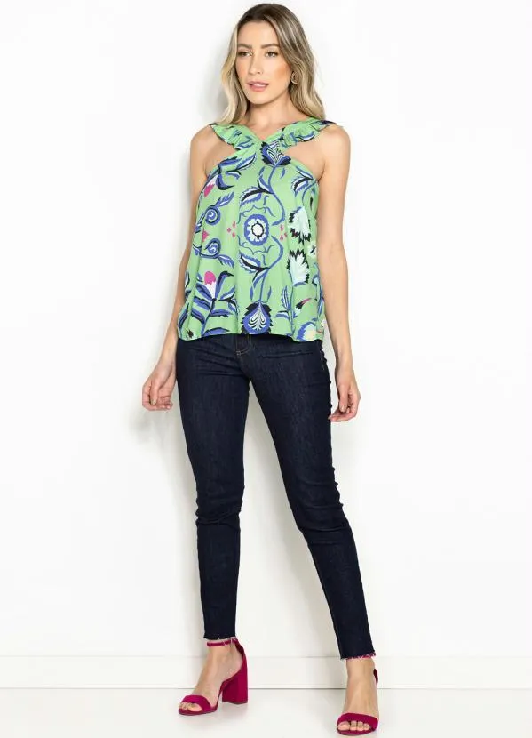 Maria Filó - Blusa de Viscose Estampada Guadalupe Fresh Verde 3