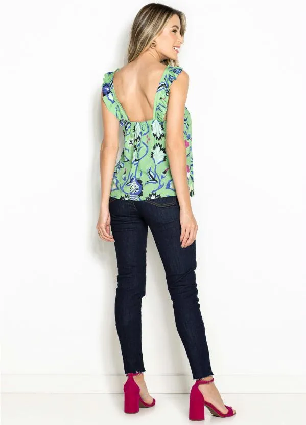 Maria Filó - Blusa de Viscose Estampada Guadalupe Fresh Verde 4