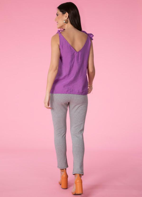 Outlet - Blusa de Viscose Lilás com Alças para Amarrar 4