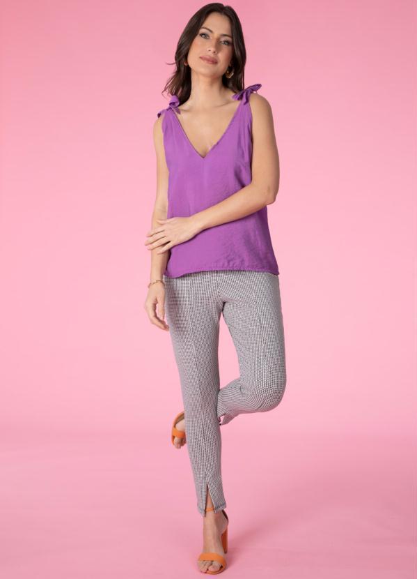 Outlet - Blusa de Viscose Lilás com Alças para Amarrar 5