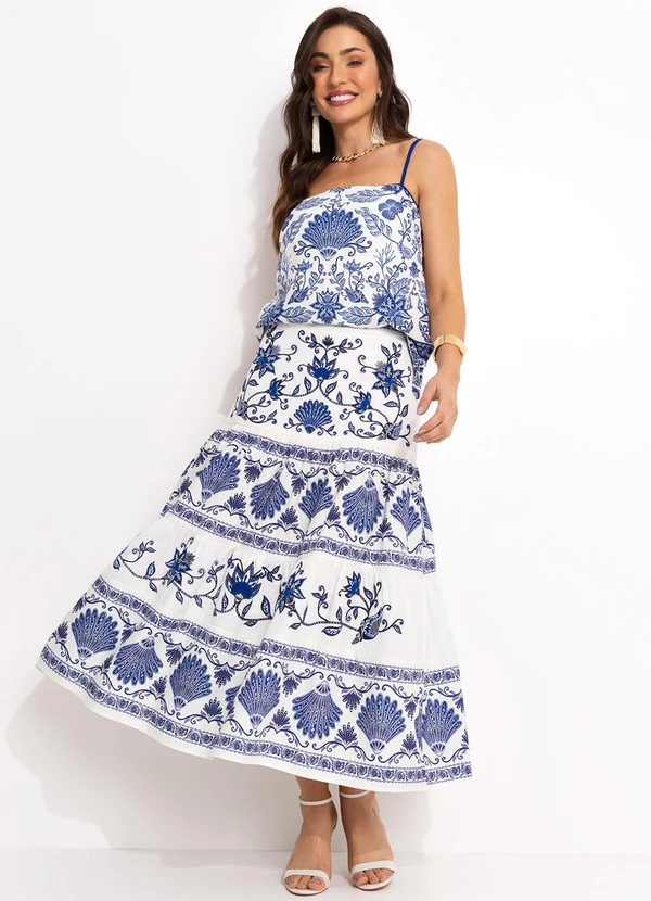 Farm - Blusa Decote em Viscose Azul 3